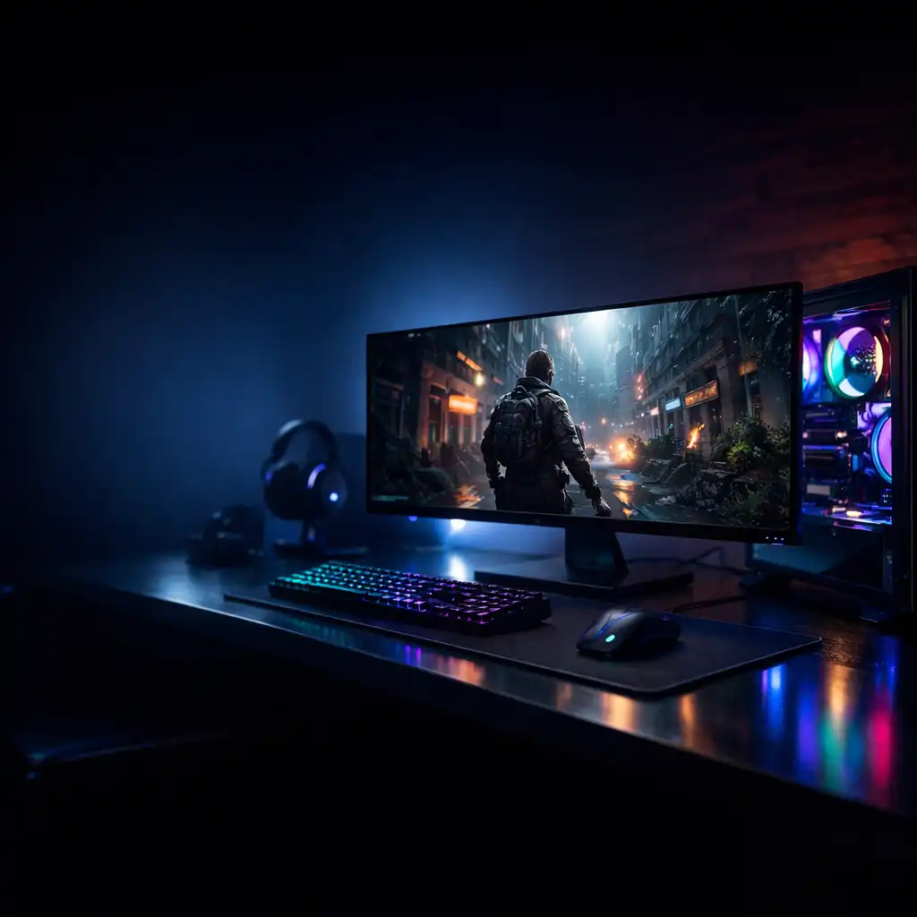 Nowoczesne stanowisko gamingowe z RGB